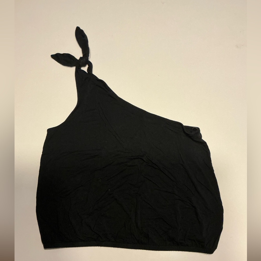 American Eagle Outfitters Black One-Shoulder Tank Top